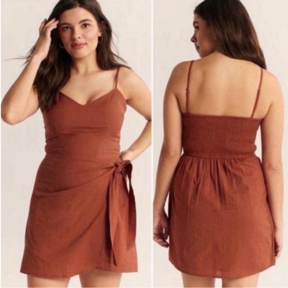 Abercrombie & Fitch Rust Tie-Waist Spaghetti Strap Dress